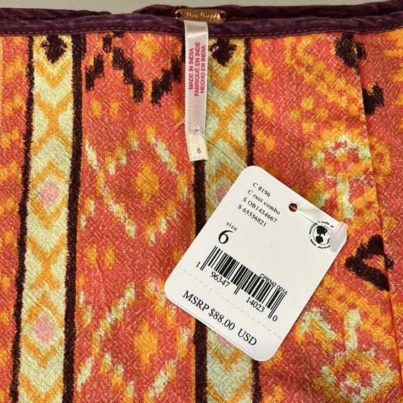 Free People Cleo Wrap Skirt in Rust Combo Size 6 - Picture 9 of 11